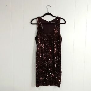Dark brown stretchy sequin dress